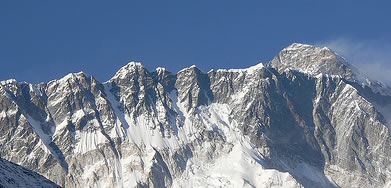 Lhotse wall in front of Everest peak
